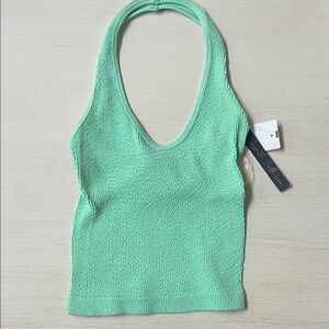 Stylish Mint Green Textured Halter Top